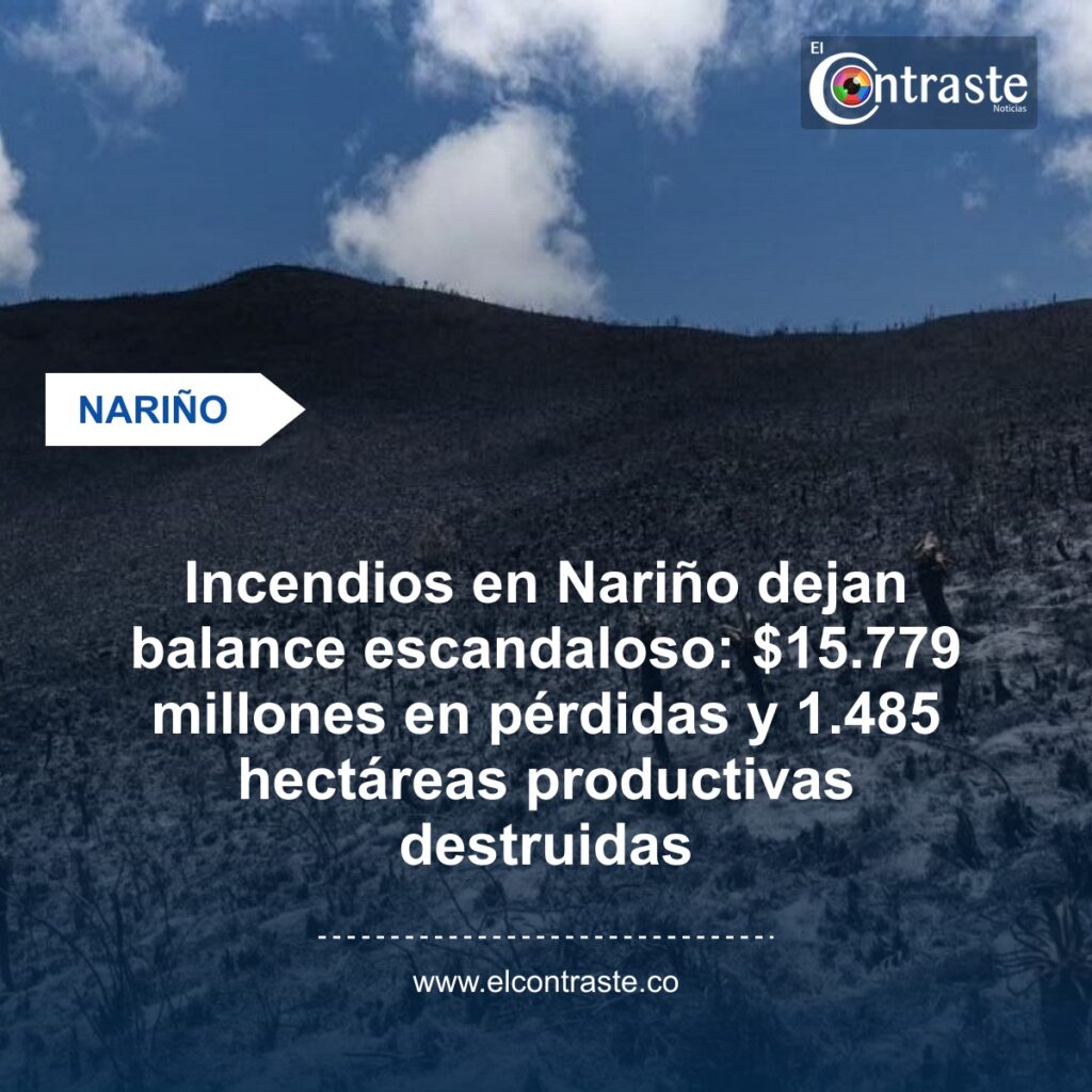 Incendios en Nariño dejan balance escandaloso: $15.779 millones en pérdidas y 1.485 hectáreas productivas destruidas
