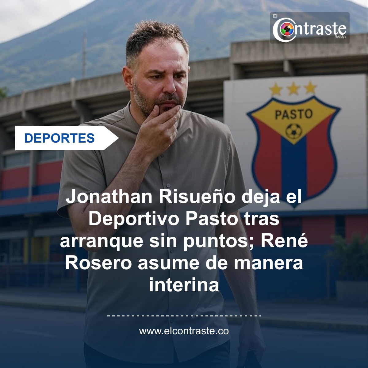 Jonathan Risueño deja el Deportivo Pasto tras arranque sin puntos; René Rosero asume de manera interina