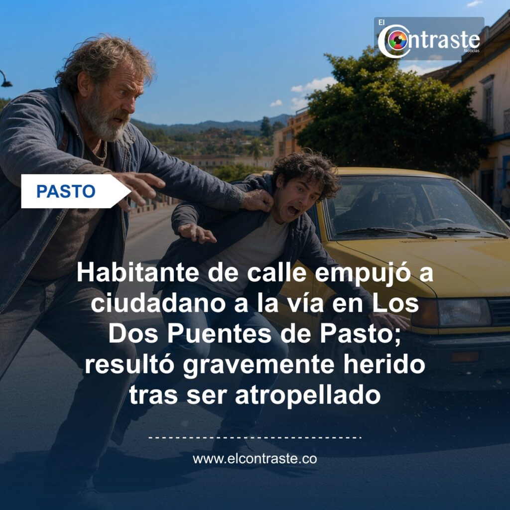 Habitante de calle empujó a ciudadano a la vía en Los Dos Puentes de Pasto; resultó gravemente herido tras ser atropellado