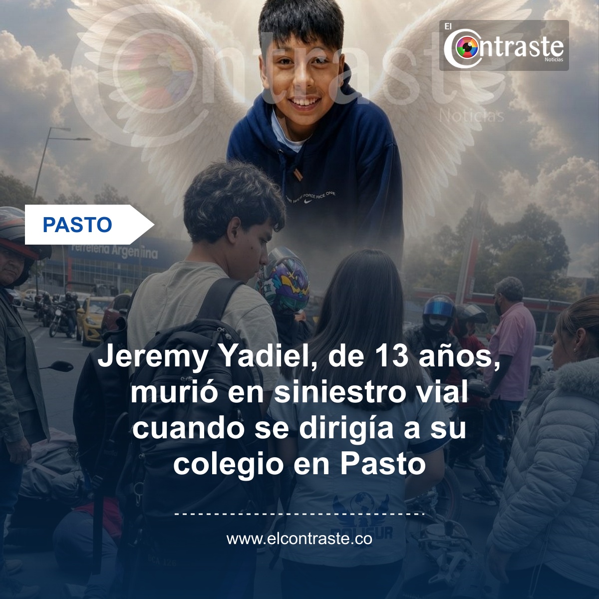Jeremy Yadiel, de 13 años, murió en siniestro vial cuando se dirigía a su colegio en Pasto