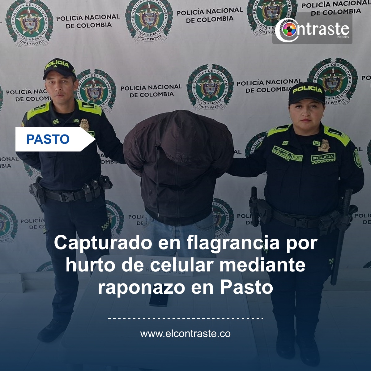 Capturado en flagrancia por hurto de celular mediante raponazo en Pasto