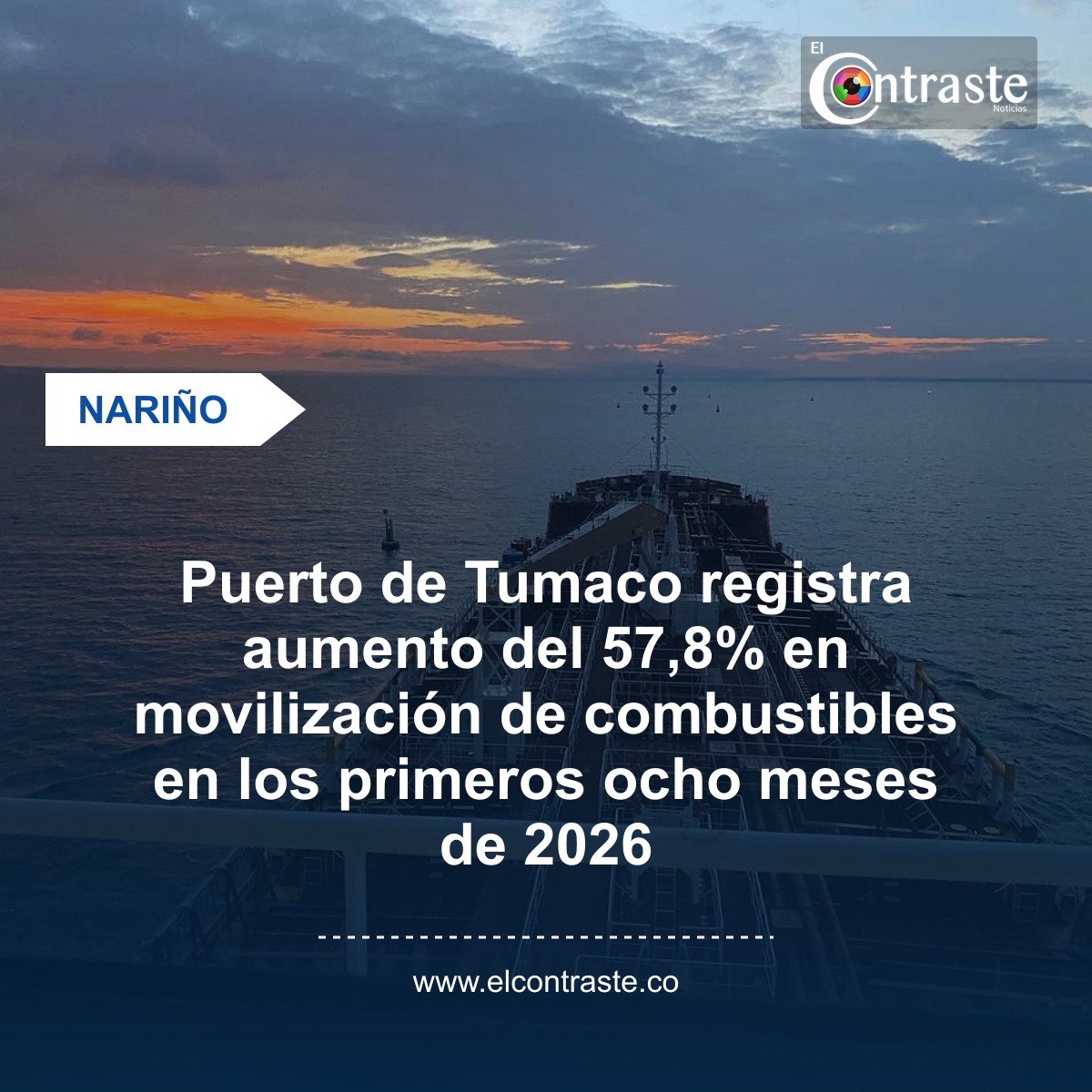 Puerto de Tumaco registra aumento del 57,8% en movilización de combustibles en los primeros ocho meses de 2026