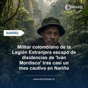 Militar colombiano de la Legión Extranjera escapó de disidencias de ‘Iván Mordisco’ tras casi un mes cautivo en Nariño