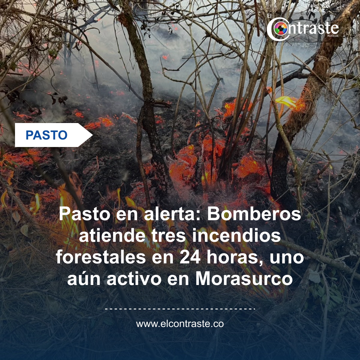 Pasto en alerta: Bomberos atiende tres incendios forestales en 24 horas, uno aún activo en Morasurco