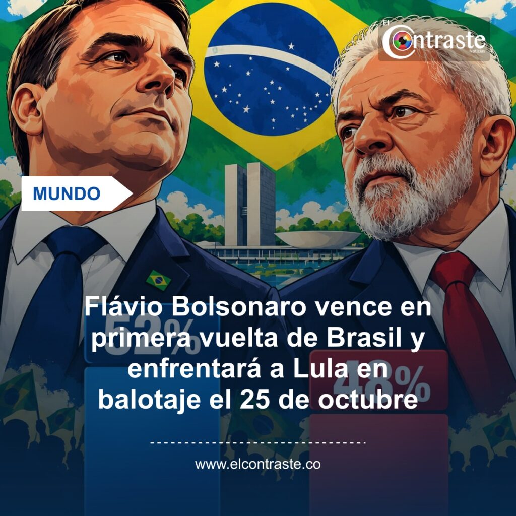 Flávio Bolsonaro vence en primera vuelta de Brasil y enfrentará a Lula en balotaje el 25 de octubre