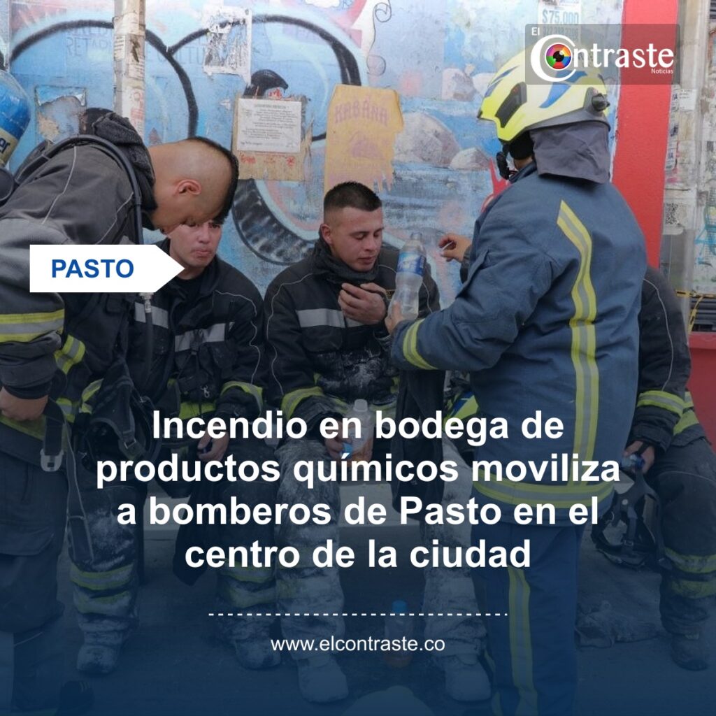 Incendio en bodega de productos químicos moviliza a bomberos de Pasto en el centro de la ciudad
