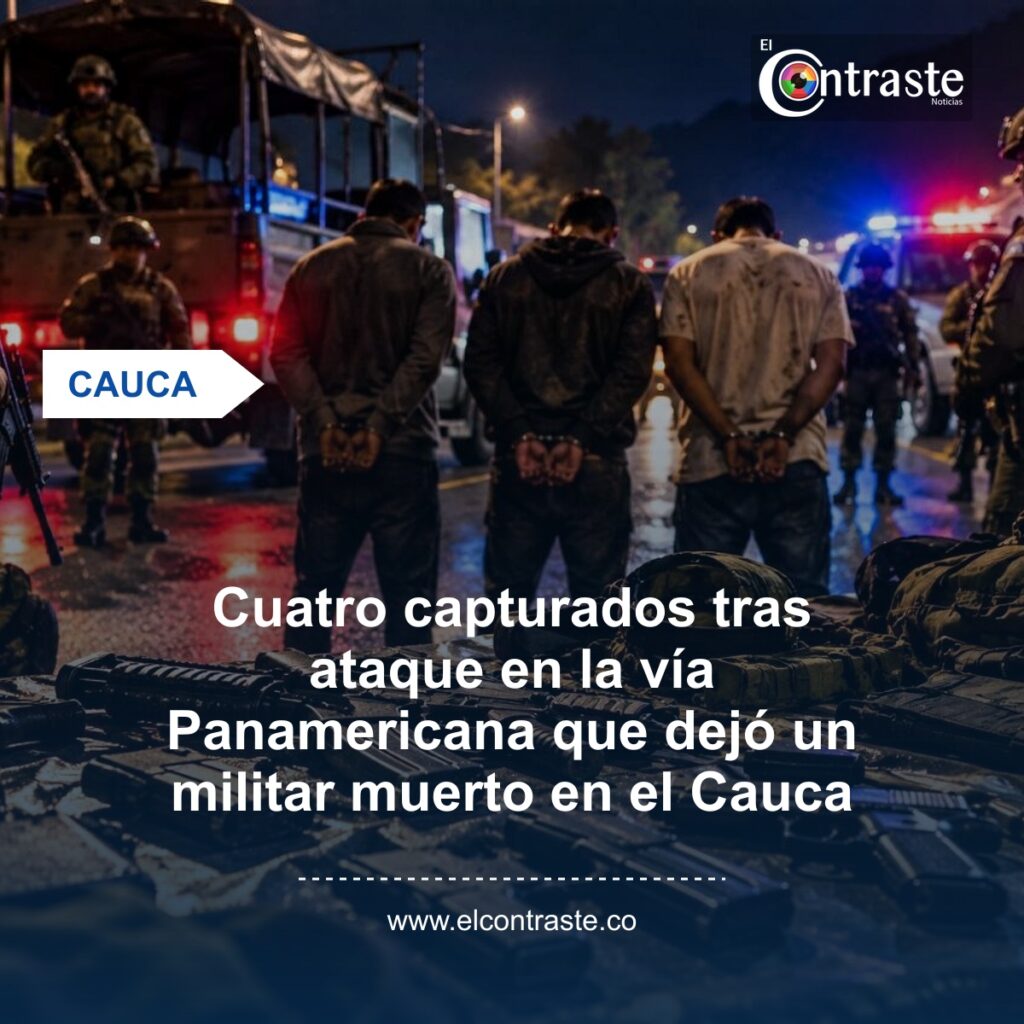 Cuatro capturados tras ataque en la vía Panamericana que dejó un militar muerto en el Cauca
