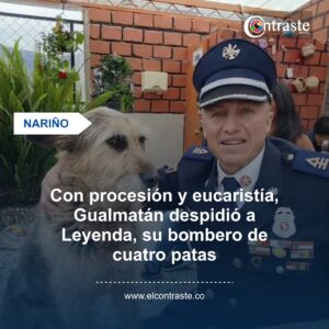 Con procesión y eucaristía, Gualmatán despidió a Leyenda, su bombero de cuatro patas