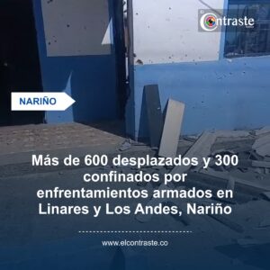 Más de 600 desplazados y 300 confinados por enfrentamientos armados en Linares y Los Andes, Nariño